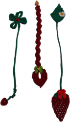 Set 3 semne de carte Handmade inima trifoi capsuna multicolor 