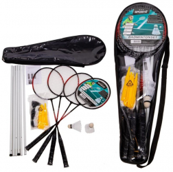 Set badminton 4 rachete joc dublu cu fileu si 3 fluturasi - SportX