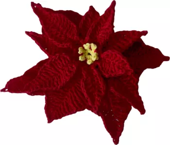 Poinsettia crosetata Handmade Varf de brad Bumbac mercerizat Lemn Clips de prindere 14x16 cm Rosu aprins 