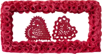 Rama foto Handmade decorata manual cu trandafiri rosii 36 x 11 cm