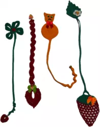 Set 4 semne de carte Handmade inima trifoi pisica galbena capsuna multicolor 