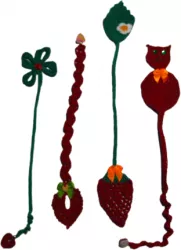 Set 4 semne de carte Handmade inima trifoi pisica rosie capsuna multicolor 