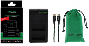 Incarcator rapid PATONA Premium Twin Performance PD pentru Panasonic DMW-BLF19 DMW-BLK22 include cablu USB-C 