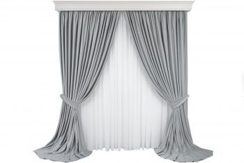 Set de 2 draperii din catifea gri perlat cu rejansa semiopace 140x250 cm 