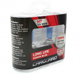 CARGUARD - Set de 2 becuri Halogen H7 100W +130 Intensitate - LONG LIFE 