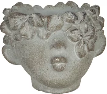 Set 2 ghivece flori ceramica gri 12x10x9 cm 