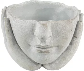 Set 2 ghivece flori ceramica gri Face 17x17x11 cm 