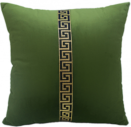Perna decorativa 45 x 45 catifea verde olive cu decoratiune 