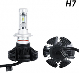 Set 2 LED-uri Auto X3 H7 25w 3000 Lumeni 3000K/6500K/8000K AUTO 12-24 Volti ZES Canbus Miez Cupru Radiator Aluminiu 