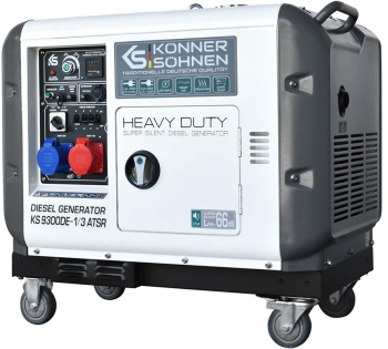Generator de curent 7.5 kW diesel - Heavy Duty - insonorizat - Konner & Sohnen - KS-9300DE-1/3-ATSR-Super-Silent 