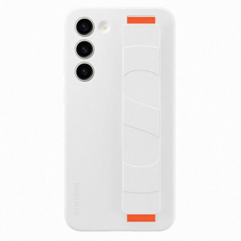 Husa Samsung Silicone Cover with Strap compatibila cu Samsung Galaxy S23 Plus White 