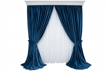 Set de 2 draperii din catifea albastre cu rejansa semiopace 140x250 cm 
