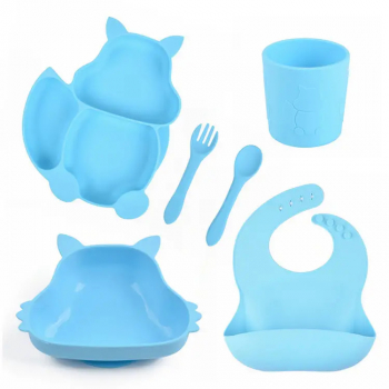Set diversificare din silicon in forma de veverita format din 6 piese skyblue 