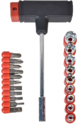 Set Surubelnita magnetica tip T si 20 accesorii Rosu Negru JMB-BBL6543 