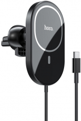 Suport Auto cu incarcare Wireless 15W cu prindere tip MagSafe Hoco CA90 Negru 