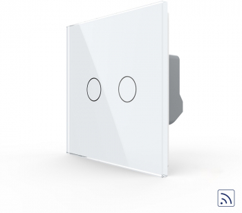 Intrerupator Dublu Wireless cu Touch Livolo din Sticla Securizata Alb 