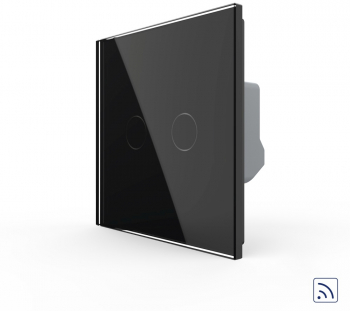 Intrerupator Dublu Wireless cu Touch Livolo din Sticla Securizata Negru 