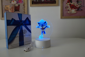 Lampa De Veghe LED Ariciul Sonic 7 Culori Lumina Ambientala Alimentare USB sau 3 baterii AA 
