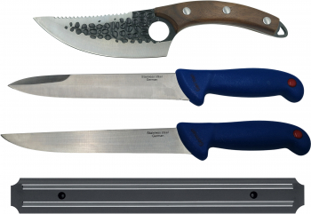 Set macelarie IdeallStore® cutite bucatar injunghiat si suport magnetic otel inoxidabil 