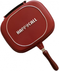 Tigaie Dubla Grill Dreptunghiulara Antiaderenta Garnitura Silicon Happycall Rosu Diagonala 36cm 