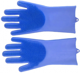 Set manusi din silicon cu perii pentru spalat vase albastru 