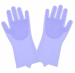 Set manusi din silicon cu perii pentru spalat vase mov 