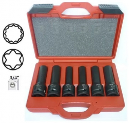 Trusa cu tubulare stelate si Torx de impact 3/4 