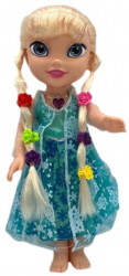Papusa Elsa cu muzica lumina in codite accesorii de par oglinda si perie 34 cm 3 ani multicolor 