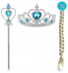 Set accesorii Printesa Elsa codita diadema si bagheta magica 32 cm 3 ani argintiu