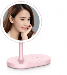 Oglinda make-up led Multifunctionala Smart touch control 3 intensitati lumina Incarcare wireless telefon Reglabila 360 Lampa de veghe 