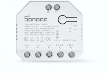 Releu Sonoff Dual R3 Programari 2 canale Wi-Fi 2.4 GHz Contor energie Alb