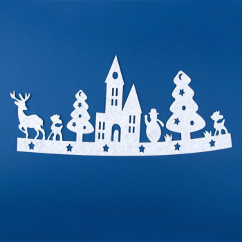 Sticker decorativ de Craciun Peisaj de zapada 34 x 16 cm Alb JMB-BBL6715 