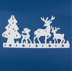 Sticker decorativ de Craciun Reni in zapada 34 x 16 cm Alb JMB-BBL6716