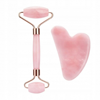Rola Rose Quartz cu Gua Sha pentru masaj facial si corporal Anti rid 