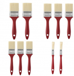 Set 10 pensule pentru vopsit si zugravit 4 dimensiuni Rosu JMB-BBL6802 