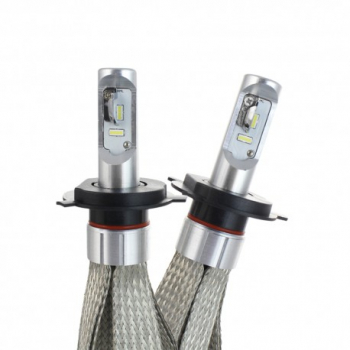 Set 2 LED-uri Auto Techstar® 8C H4 30w 3000 Lumeni 6500K AUTO 12-24 Volti COB Radiator Aluminiu si Cu 