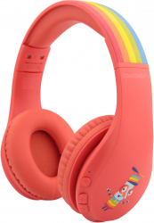 Casti audio fara fir pentru copii GoGEN Decek Bluetooth 5.2 volum limitat rosu 