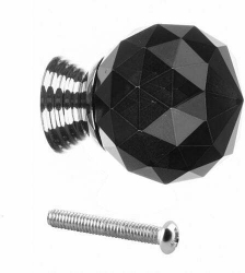 Buton mobilier cristal negru