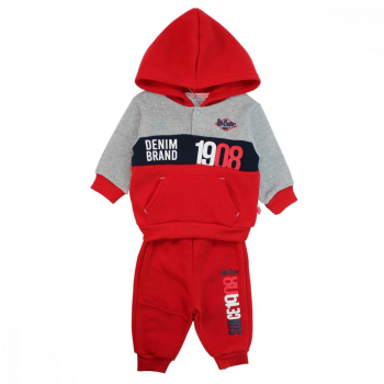 Compleu copii Lee Cooper de culoare rosu si maneci gri pentru sezonul rece - 18 luni - 86cm 