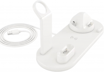 Incarcator wireless 4 in 1 ZEQAS compatibil cu toate seriile Apple & Android incarcare rapida 10 W ABS culoarea alba 