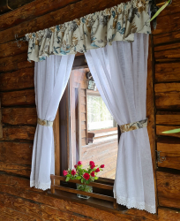 Set Perdele Bucatarie Flori Colorate - 300 cm L / 160 cm H 
