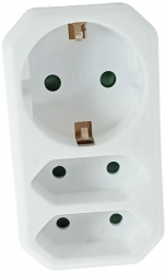 Triplu stecher priza retea cu 1 x Schuko si 2 x Euro 3680W 250V 16A Alb TCL-BBL6985 