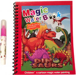 Carte de colorat cu apa reutilizabila 8 pagini 4 imagini Magic Water Book dinozauri 