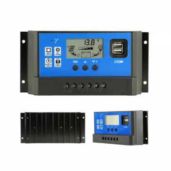 Controler solar regulator 12V/24V 60A cu afisaj LCD si doua porturi USB radiator