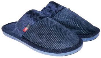 Papuci de casa barbati Grelys reiat cu broderie - Bleumarin 40/41 