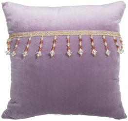 Perna decorativa din catifea lila prafuit accesorizata 45x45 cm 