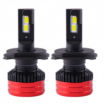 Set 2 LED-uri Auto Techstar and reg P28 H4 80w 12500 Lumeni 6500K AUTO 12-24 Volti CSP Canbus Miez Cupru R 