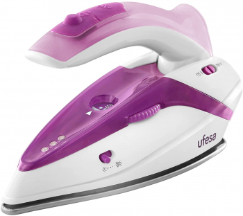 Fier de calcat de voiaj Ufesa PERFECT TRIP 1100W talpa inox antipicurare termostat Alb Visiniu 