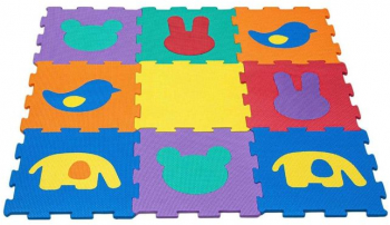 Set 9 bucati de puzzle podea pentru copii cu imprimeu Animale 2.0 din spuma EVA 31 5x31 5 cm multicolor Multicolor 31.5 x 31.5 