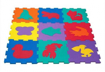 Set 9 bucati de puzzle podea pentru copii cu imprimeu Animale din spuma EVA 31 5x31 5 Multicolor 31.5 x 31.5 